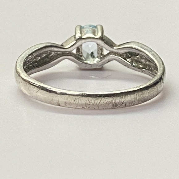 Aquamarine 925 Sterling Silver Band Ross Simons Statement Ring Handmade Sz 6.5 - Picture 5 of 7